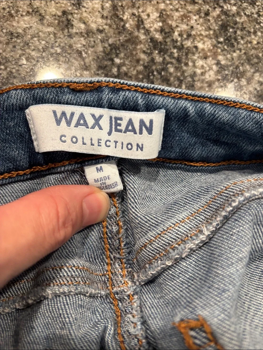 High-Rise Distressed Denim Shorts in Blue Wax Jean size medium